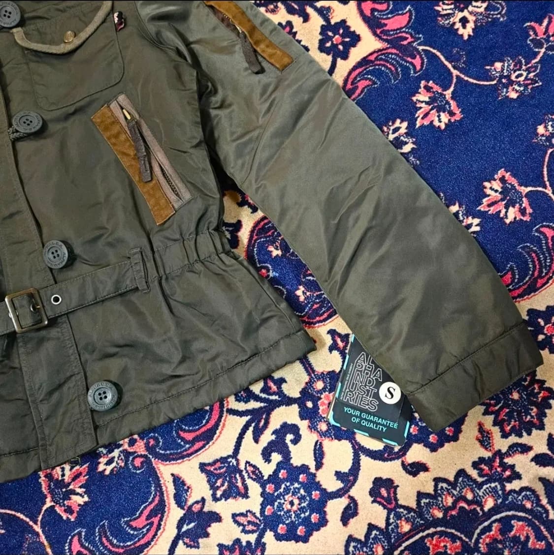 (새상품)알파인더스트리 벨티드 가죽덧댐 누빔 숏 항공 점퍼 상품이미지3