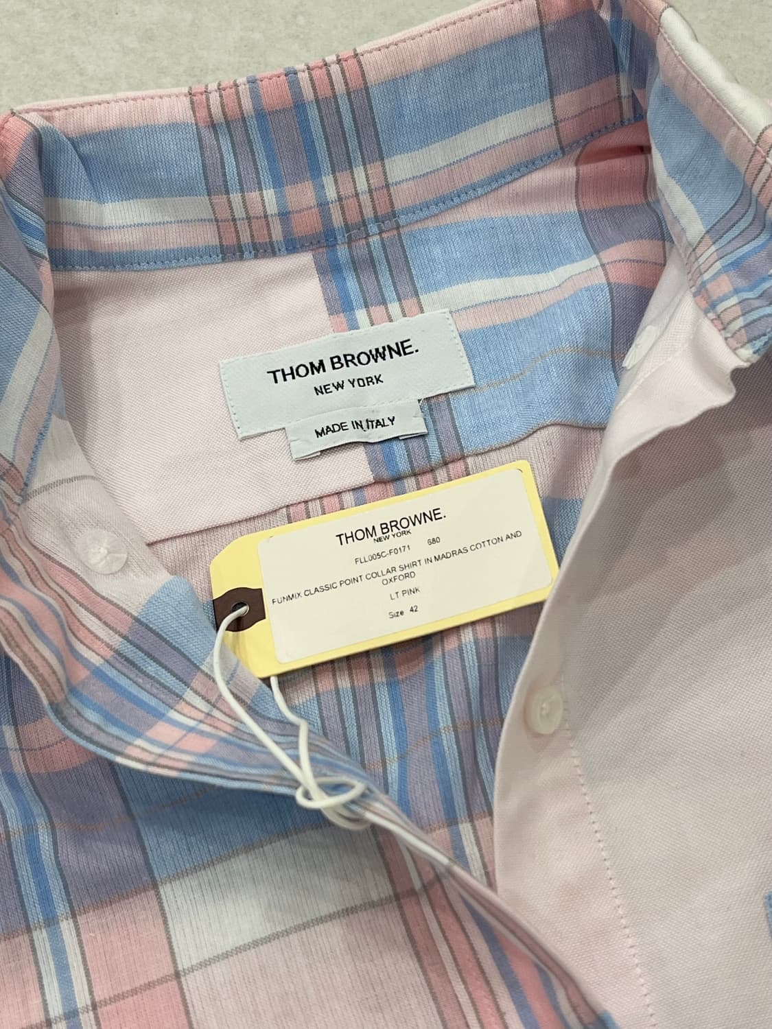 톰브라운 마드라스 린넨 & 옥스퍼드 혼방 핑크 펀믹스 셔츠 상품이미지2