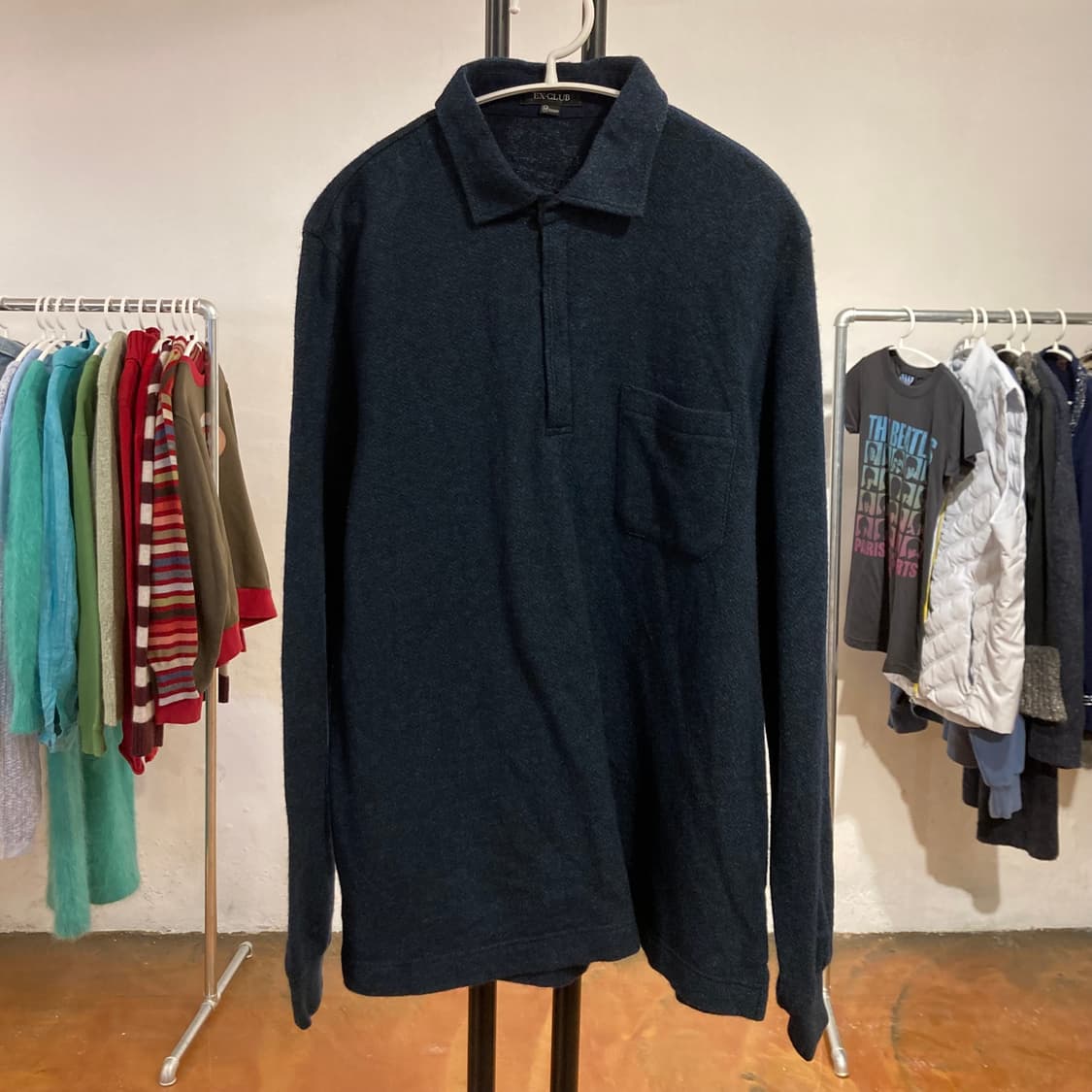 빈티지 네이비 칼라 롱 슬리브 티셔츠 상품이미지1