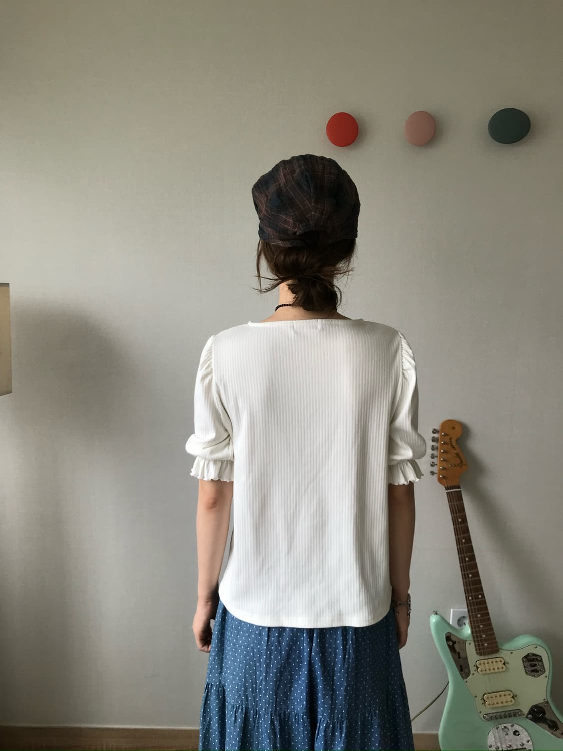 dot blue maxi skirt 상품이미지4