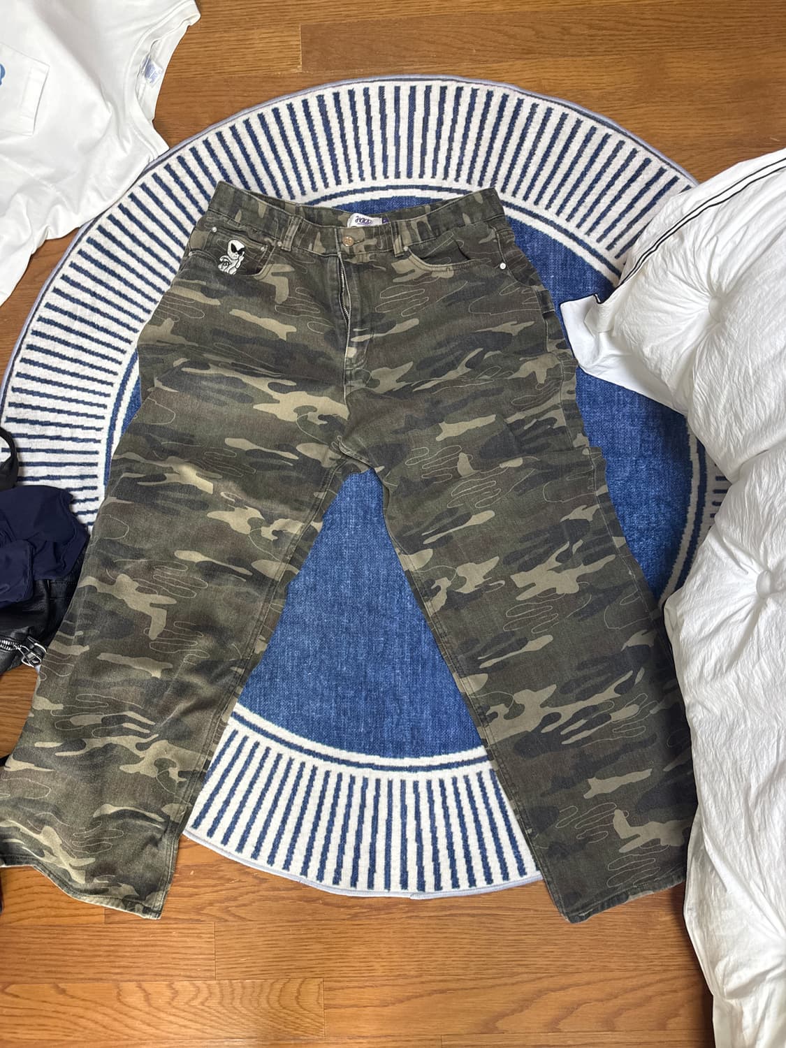 HD 체인 자수 데님 팬츠 카모 상품이미지5