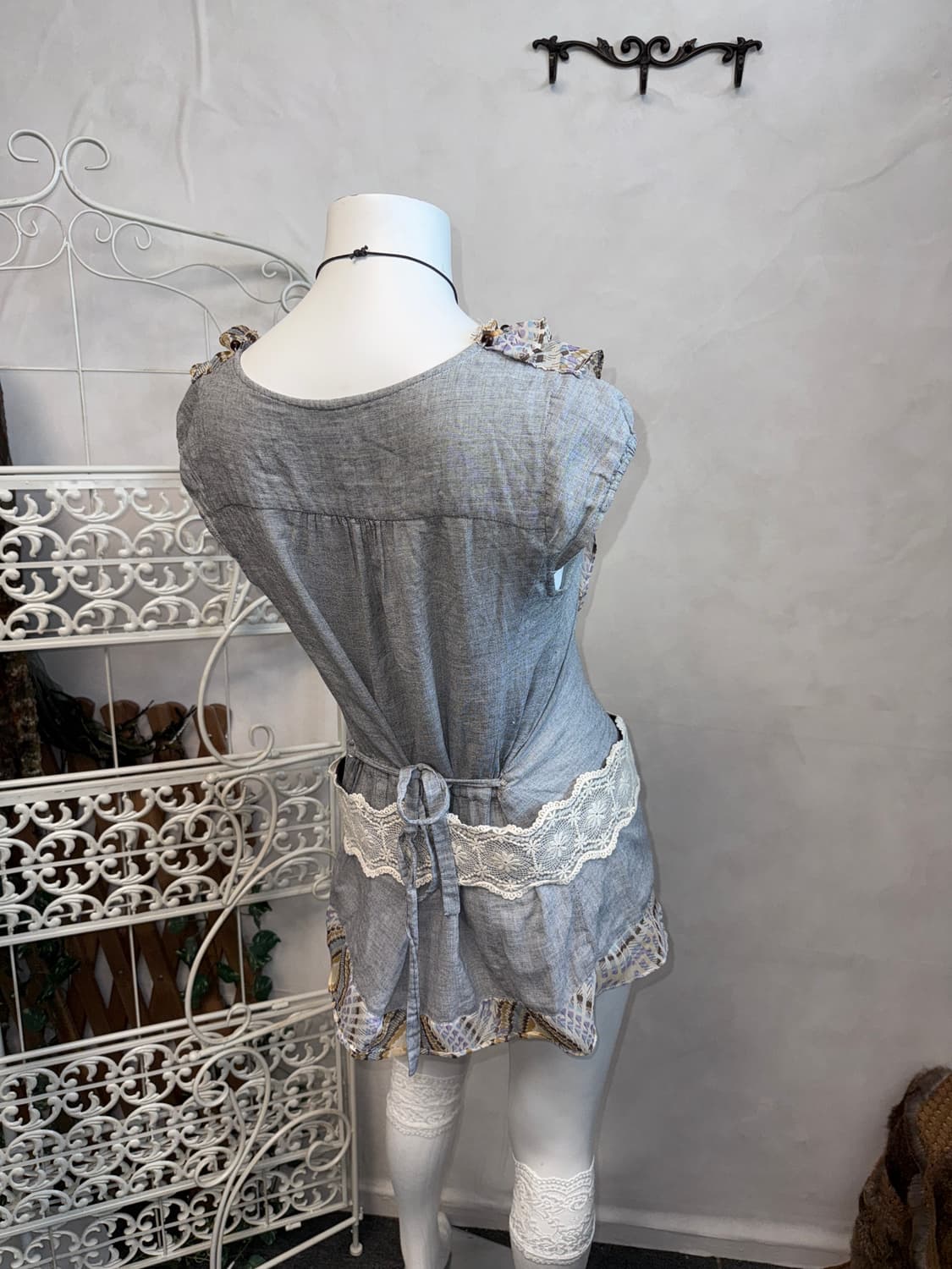 BNX gray ethnic wood beads python blouse 상품이미지3