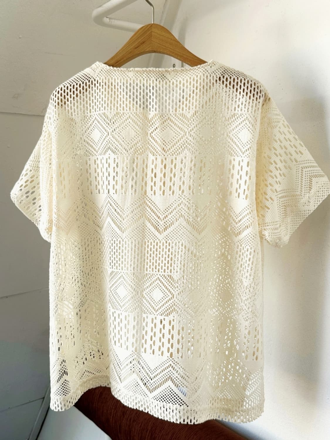 Cotton blend punch knit button top 상품이미지5
