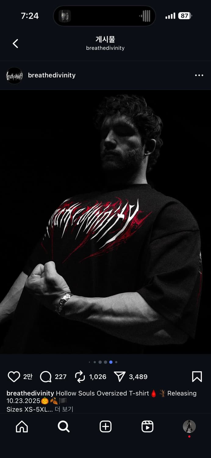 breathedivinity 오버핏 반팔 L 상품이미지1