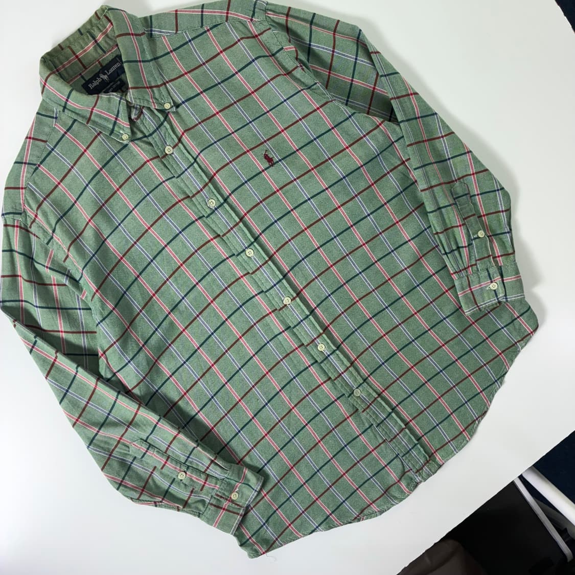 Polo  폴로 랄프로렌 자수 코튼 그린 타탄체크 셔츠   상품이미지2