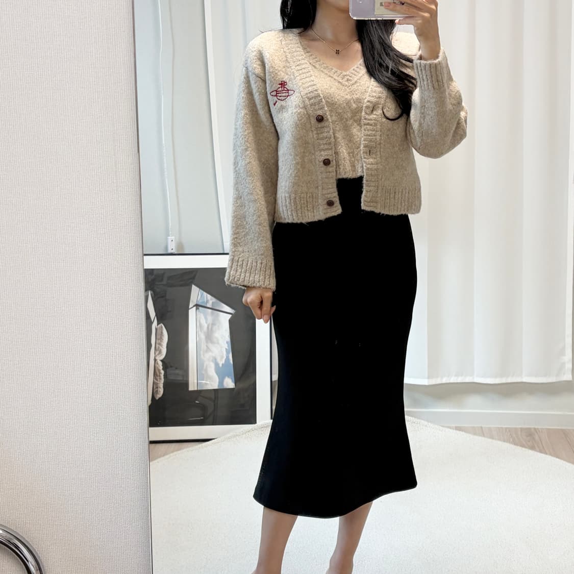 비비안웨스트우드 레이어드 울 니트탑 가디건 베이지 상품이미지10