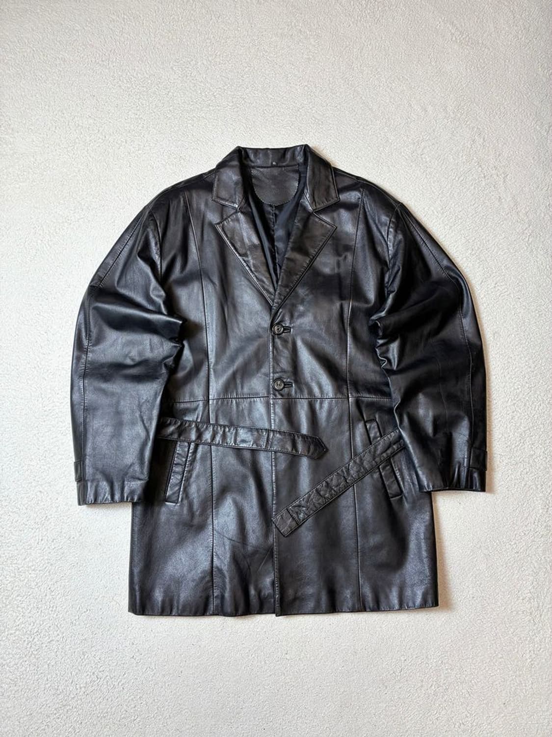 Selectede 00's 벨티드 소가죽 롱 코트 PN7665 상품이미지1