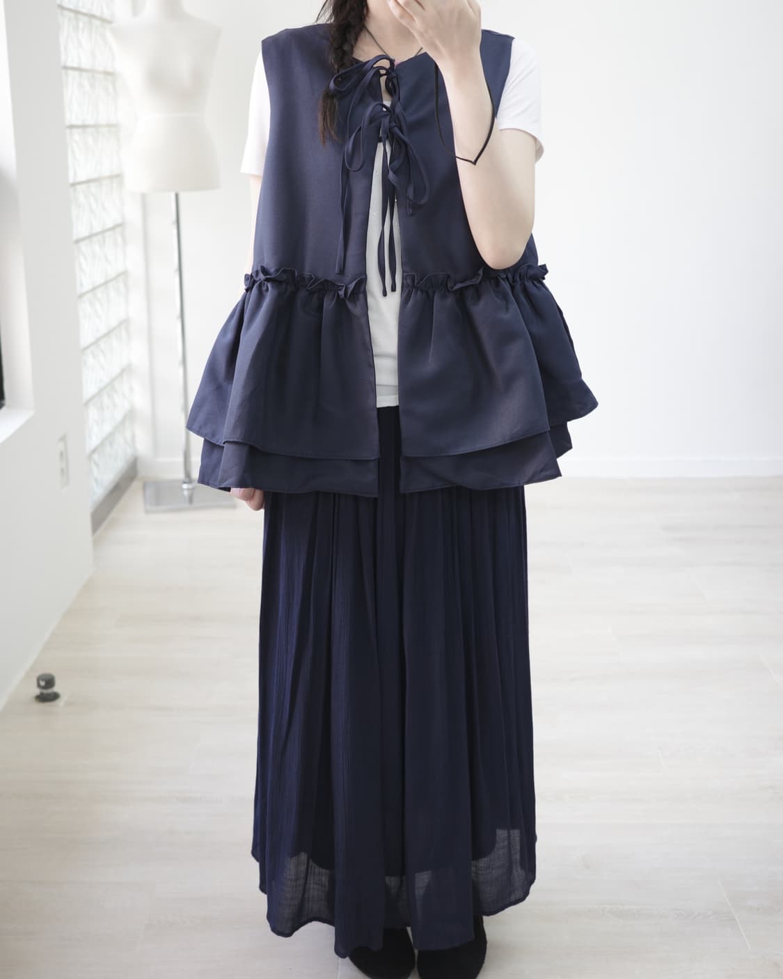 Friful navy frill vest 상품이미지2