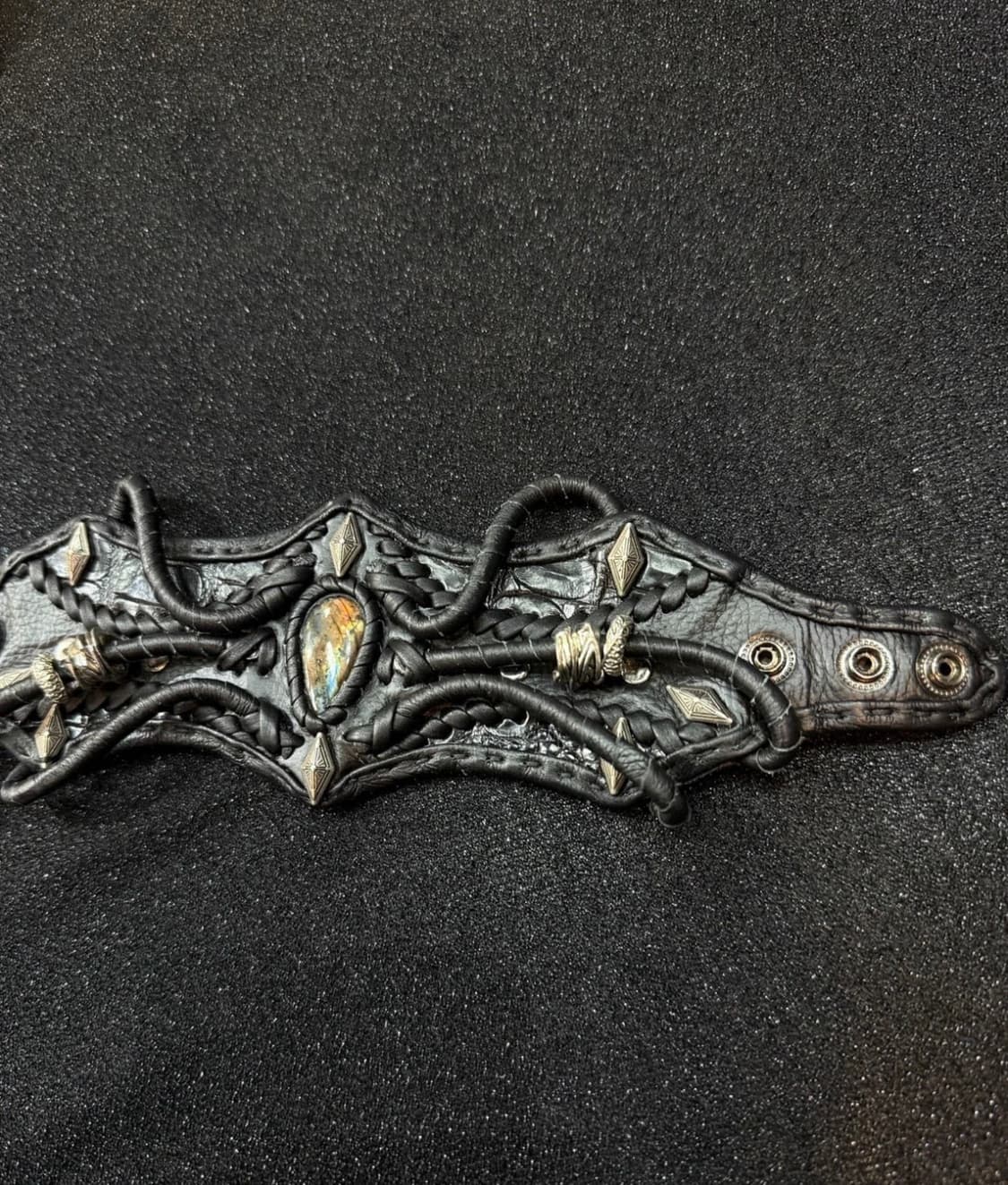 V-kei leather black 팔찌 상품이미지3