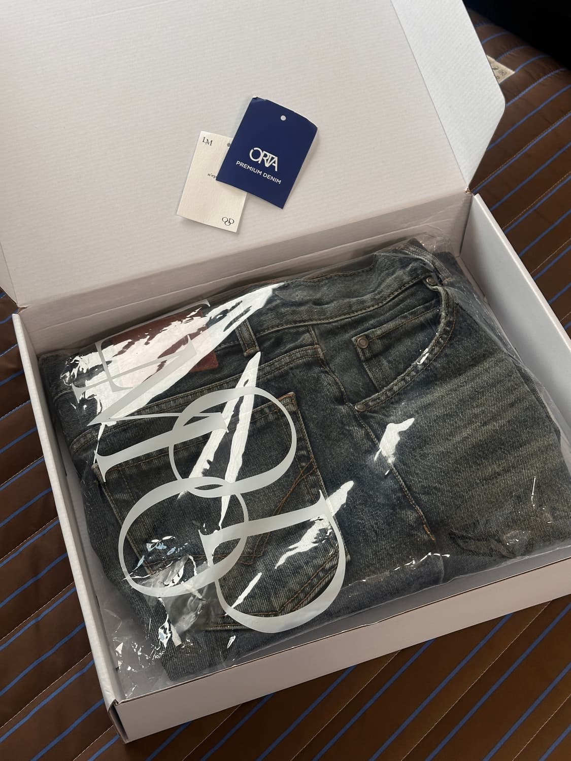 엘무드 25fw 레이 플레어 데님 그레이시블루 46사이즈 판매 상품이미지1