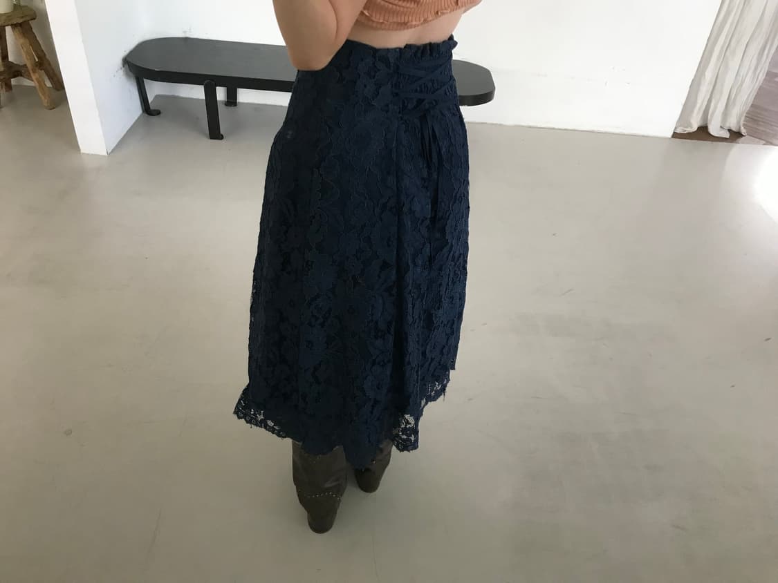 vintage navy lace skirt 상품이미지3