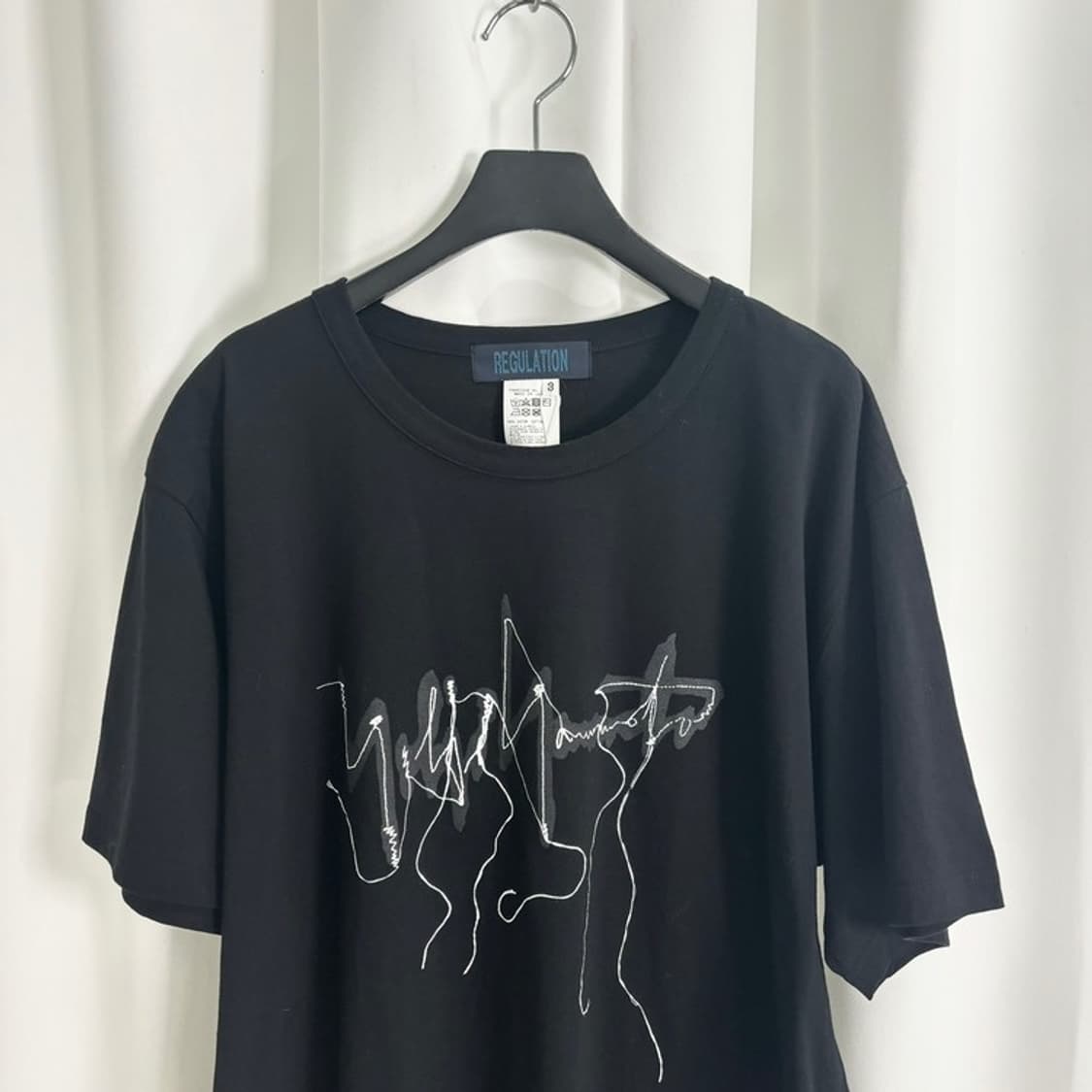 YOHJI YAMAMOTO 블랙아웃라인스티치 반팔 상품이미지3