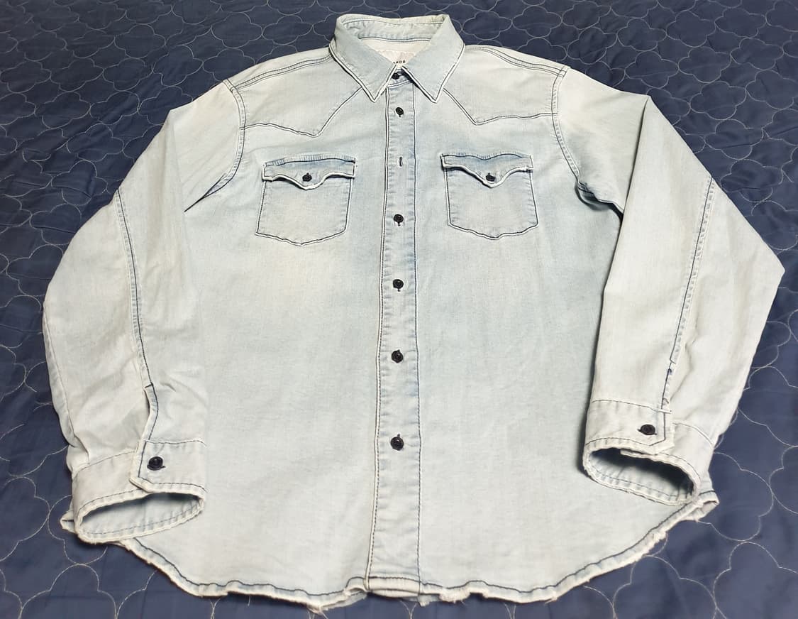 (단종매물) 버커루 빈티지 웨스턴 워싱 데님셔츠 라이트인디고 (L) 상품이미지2