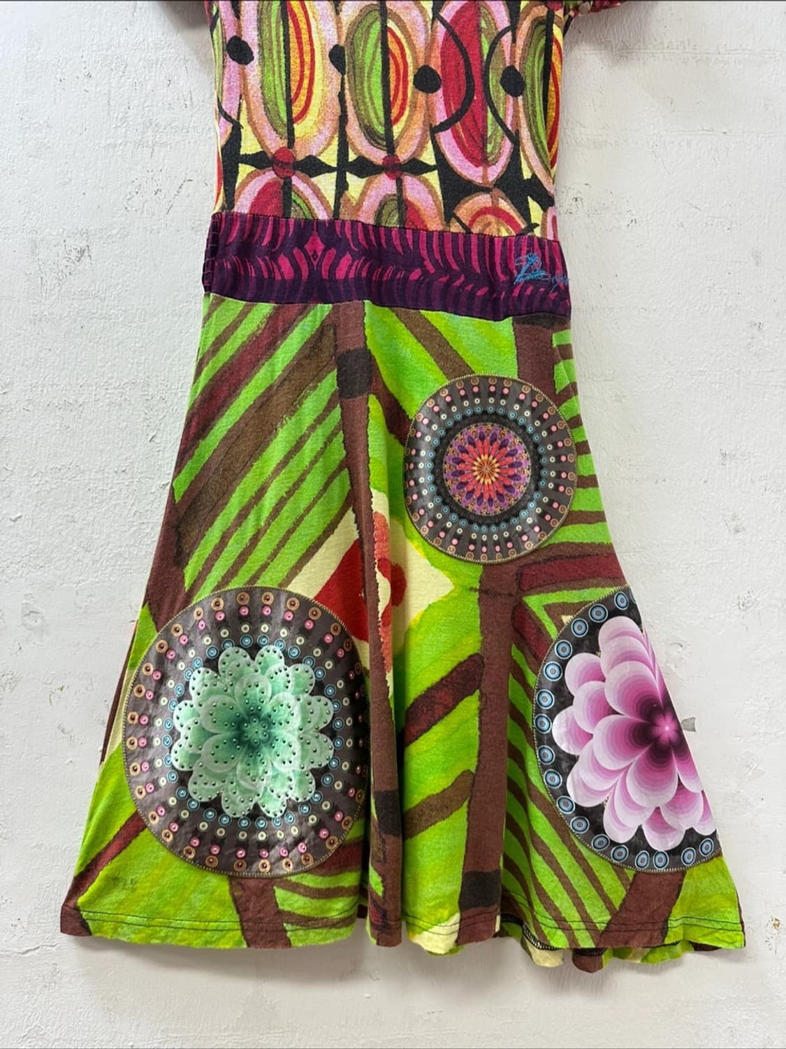 데시구알 Desigual 에스닉 패턴 패치워크 반팔 원피스 상품이미지4