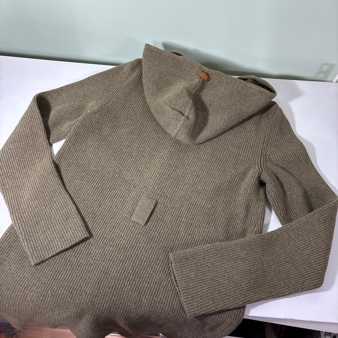 우먼M-L 빈폴 레이디스 카키 니트 후드집업 상품이미지3