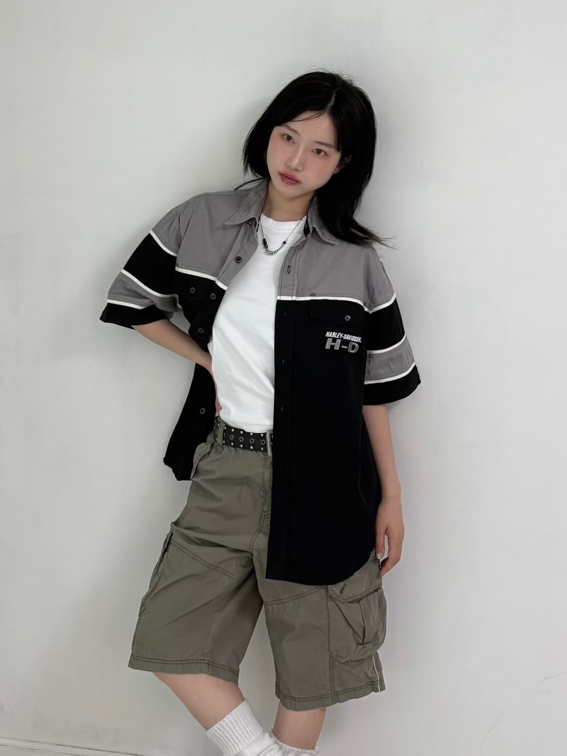 할리데이비슨 블랙 그레이 반팔셔츠 상품이미지3