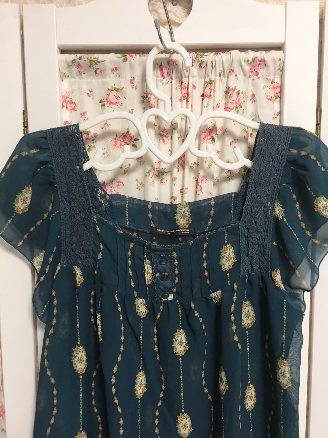 빈티지 하구미 청록 블라우스 상품이미지2