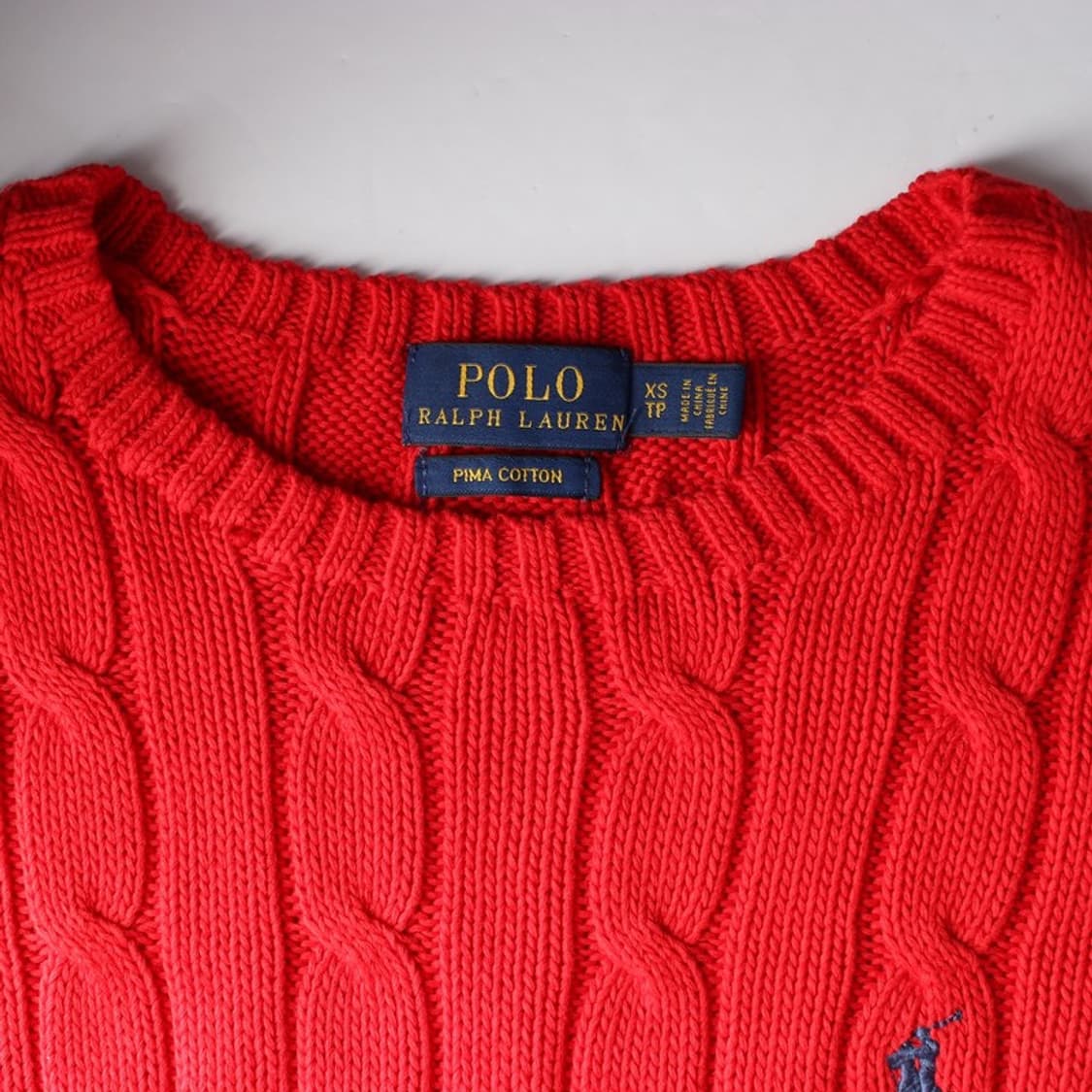폴로 랄프로렌 레드 피마코튼 케이블 니트 XS 상품이미지6