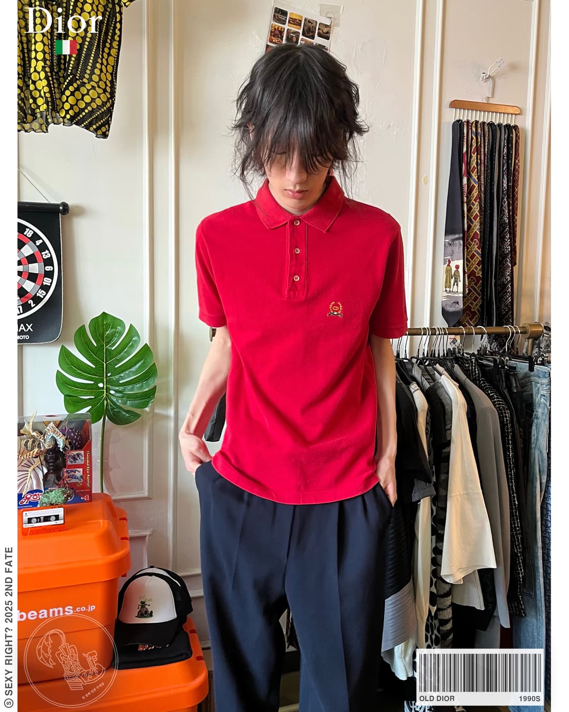 80-90s Old DIOR Classic 1/2 PK-Shirt 상품이미지1