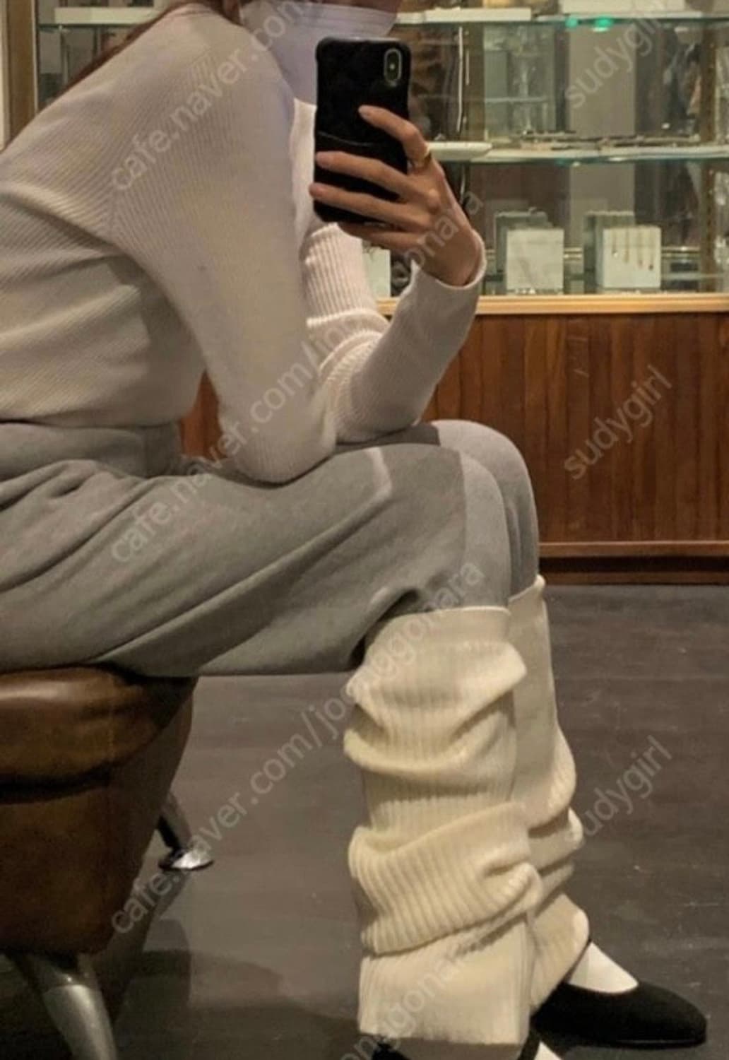 아모멘토 캐시미어 혼방 아이보리 레그워머 (F) 상품이미지2