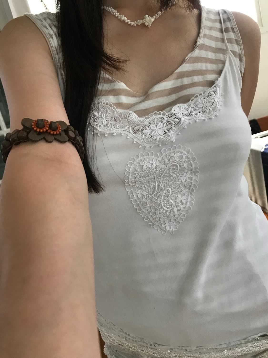 vintage white pattern sleeveless 상품이미지4