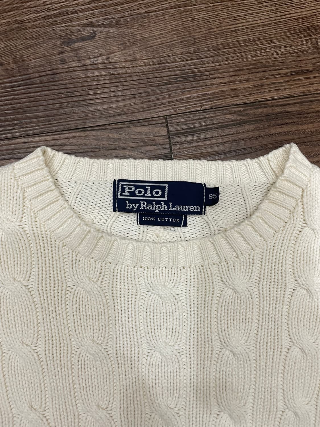 90s 폴로 랄프로렌 아이보리 케이블 니트 코튼 스웨터  상품이미지6