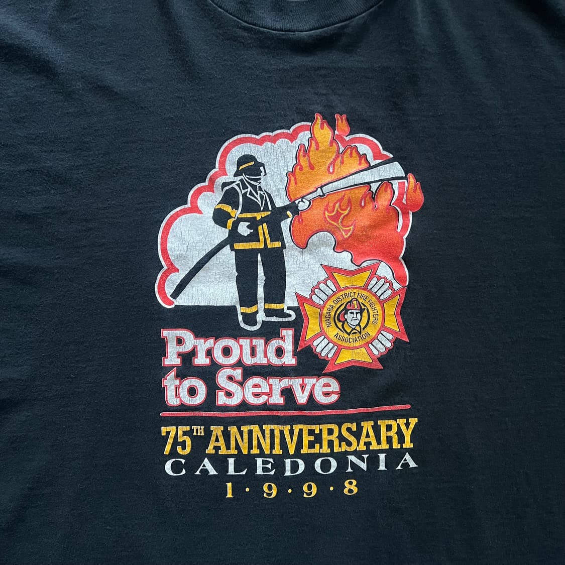 [XXXL] 미국 빈티지 싱글스티치 소방관 75주년 티셔츠 상품이미지2