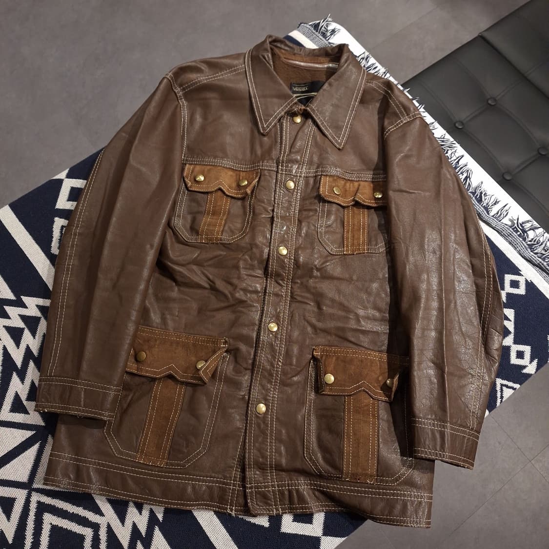MONTGOMERY WARD 몽고메리 워드 80s 브라운 소가죽 카우레더 상품이미지3