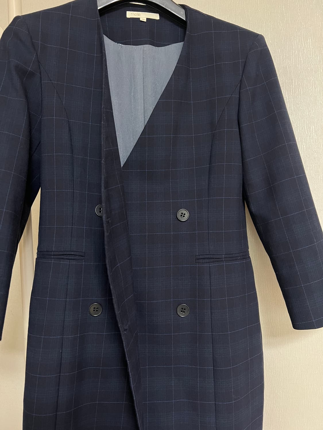 maje 마쥬 체크 노카라 더블 미니 원피스 상품이미지2