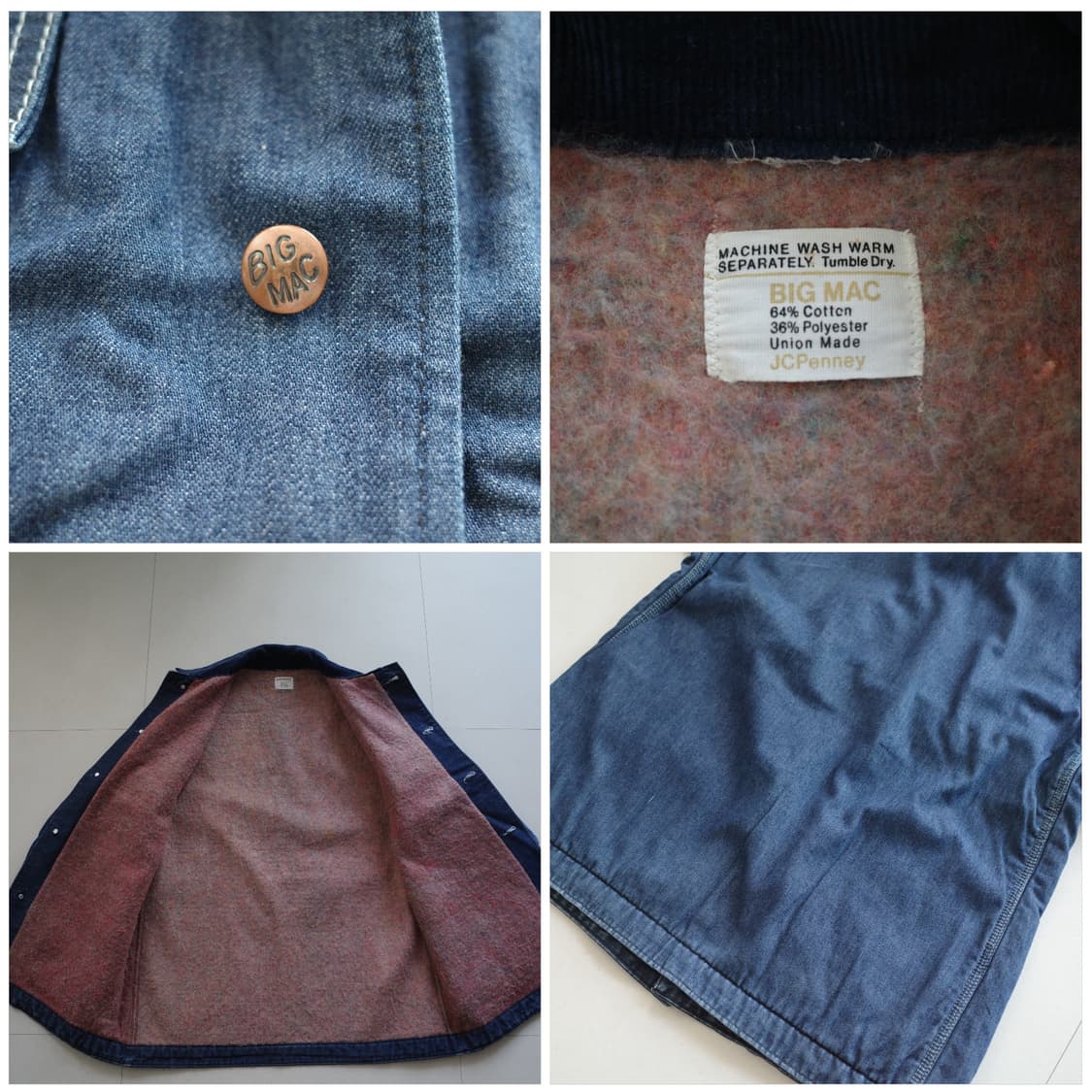 70s 빅맥 데님 초어 자켓 USA MADE JC PENNEY 상품이미지6