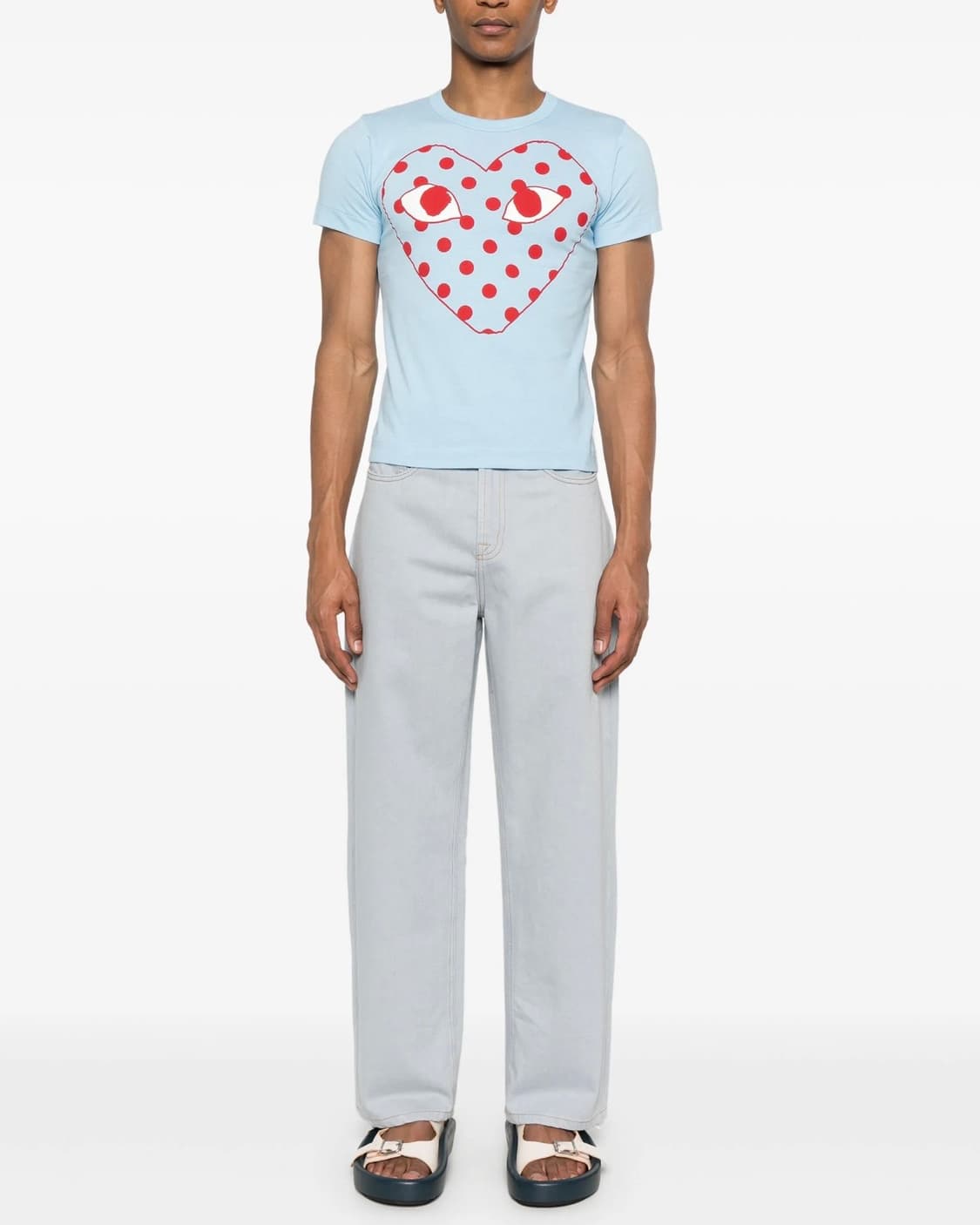 꼼데가르송 파스텔 폴카 닷 로고 티셔츠 블루 xs 상품이미지4