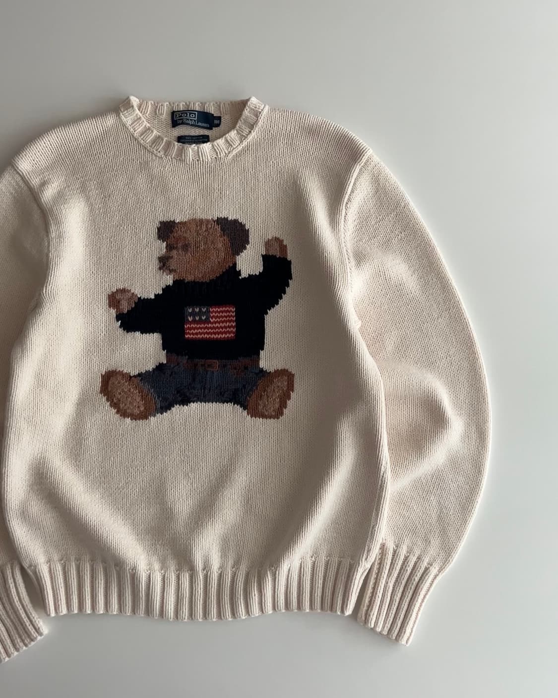 90s 폴로 랄프로렌 싯다운 베어 니트 100  상품이미지4