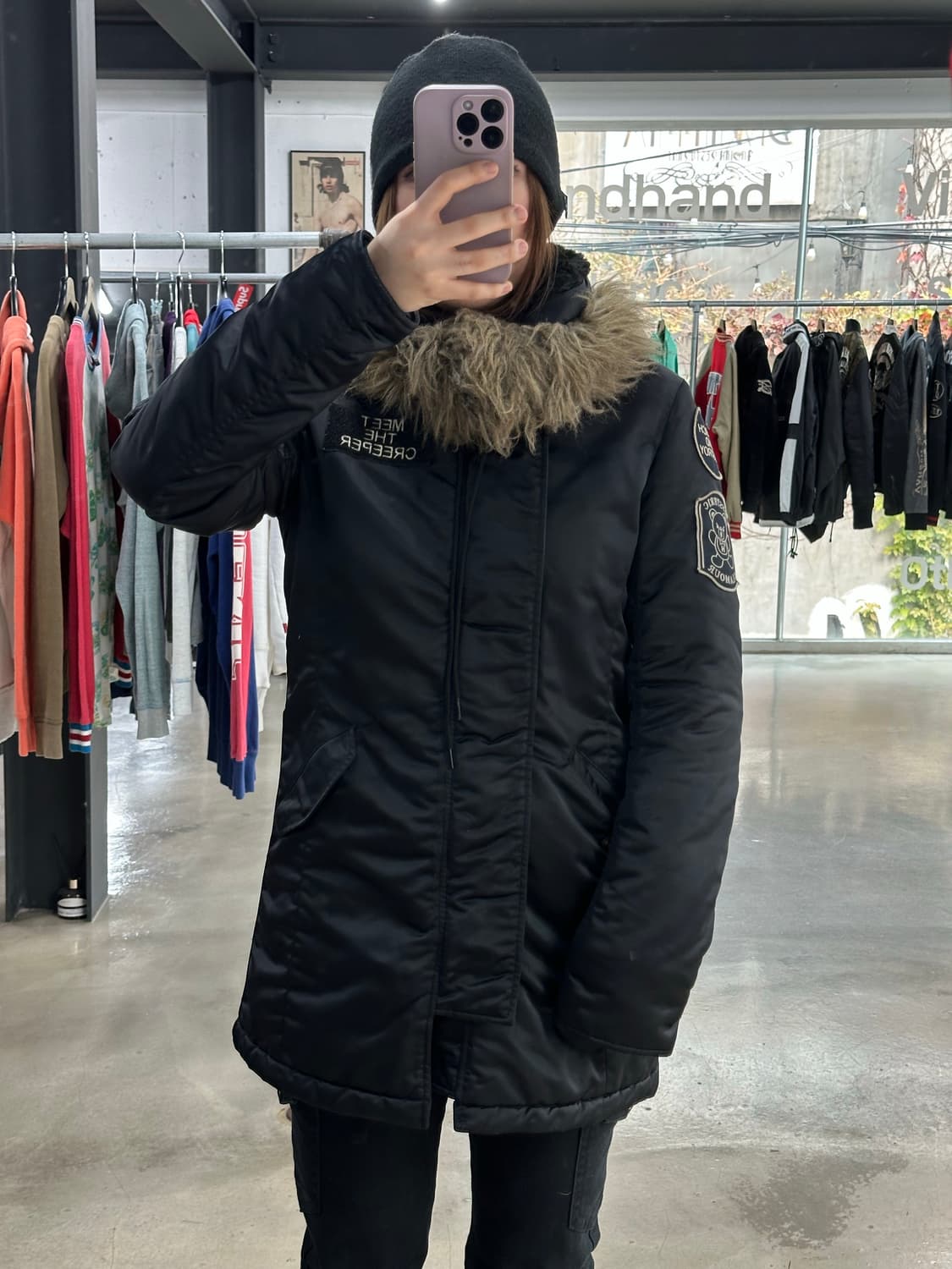 히스테릭글래머 퍽베어 N3b 하이넥 퍼 롱점퍼 상품이미지4