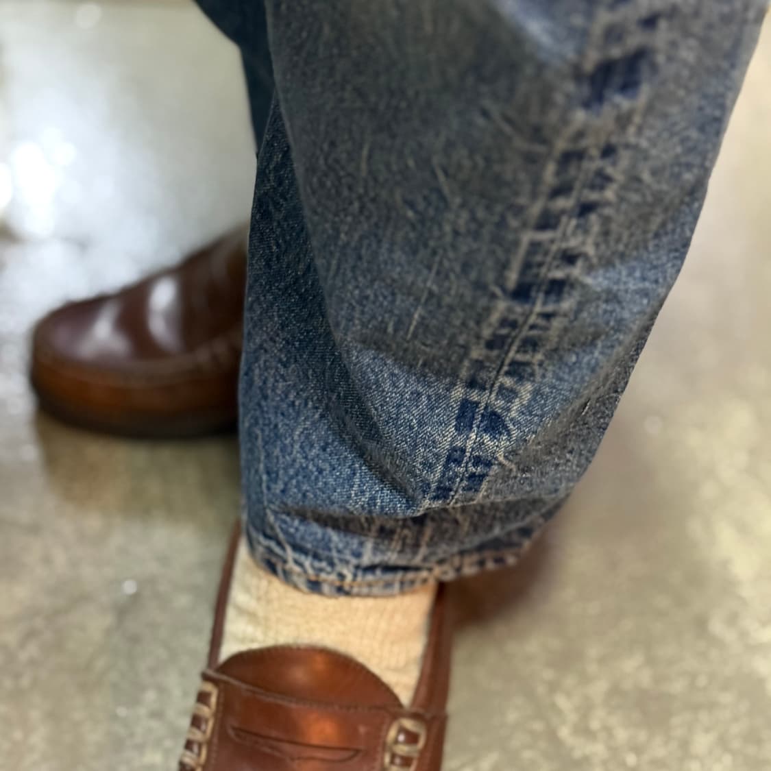 웨어하우스 Lot 세컨핸드 1101 유즈드 워시 미디움 인디고 34 상품이미지10