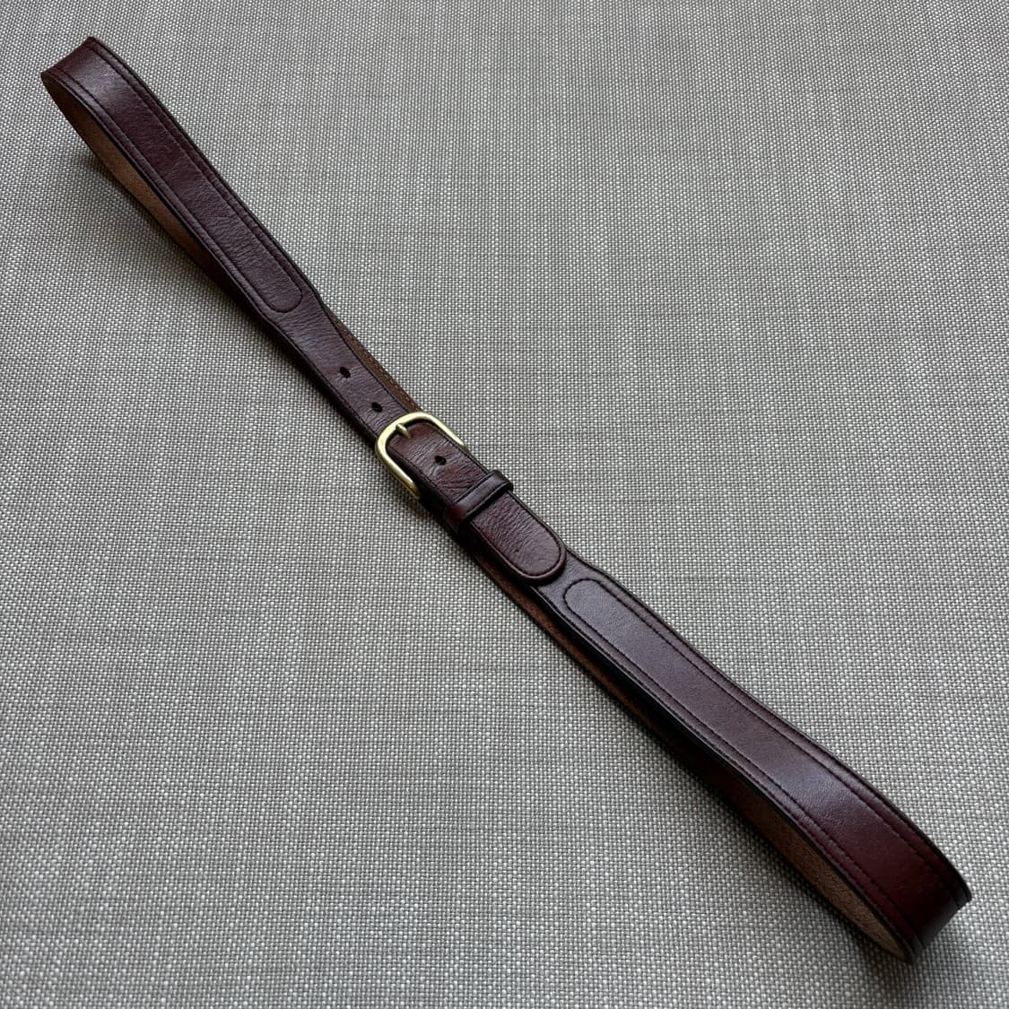 [40] 90s URUGUAY 브라운 레더 솔리드 브라스 버클 벨트 상품이미지1