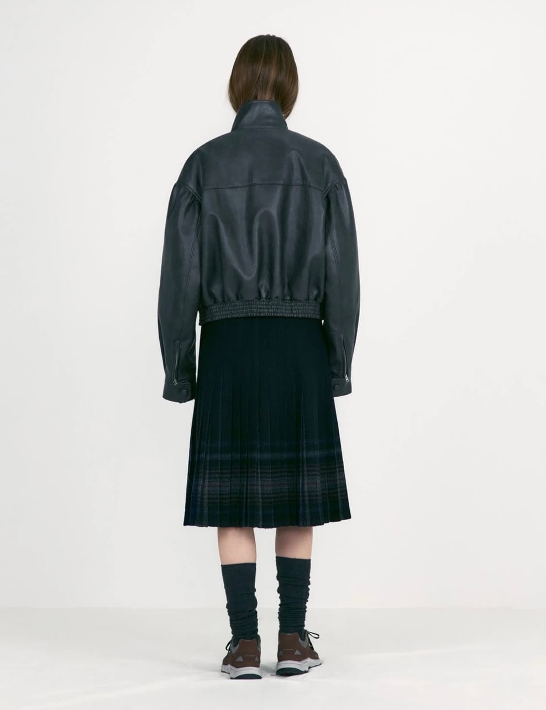 로우클래식 레더 숏 자켓-차콜S 상품이미지2