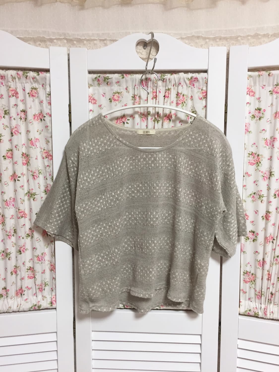 빈티지 그레이 도트 니트 탑 상품이미지1