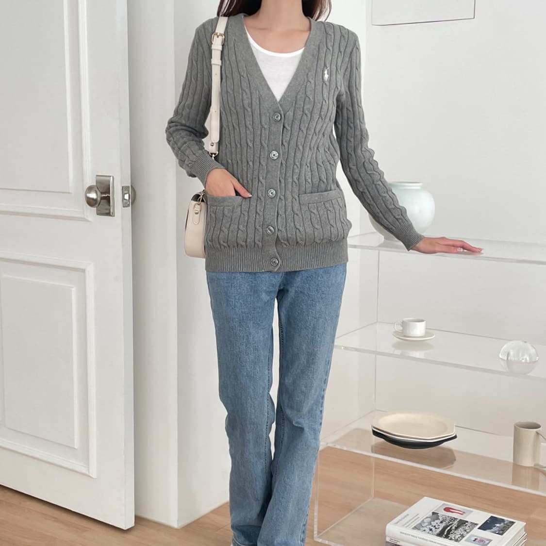 폴로 랄프로렌 케이블 브이넥 롱 가디건  상품이미지3