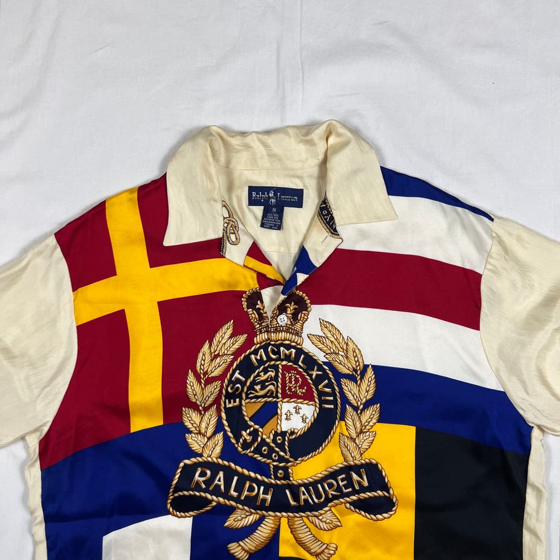 90‘s 폴로랄프로렌 og 빅 크레스트 실크 피케셔츠 상품이미지2