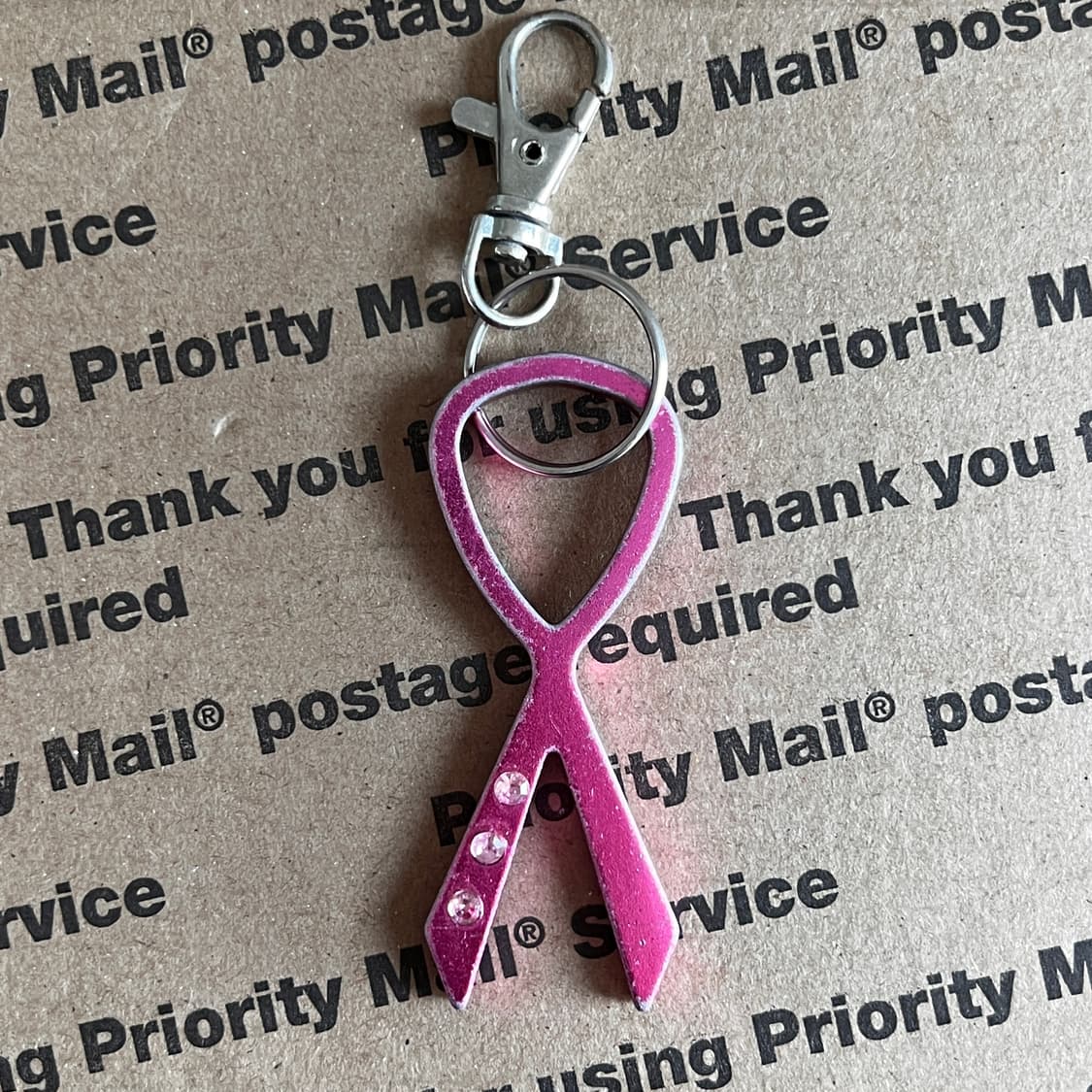 90s vtg Pink Ribbon Keyring 상품이미지1