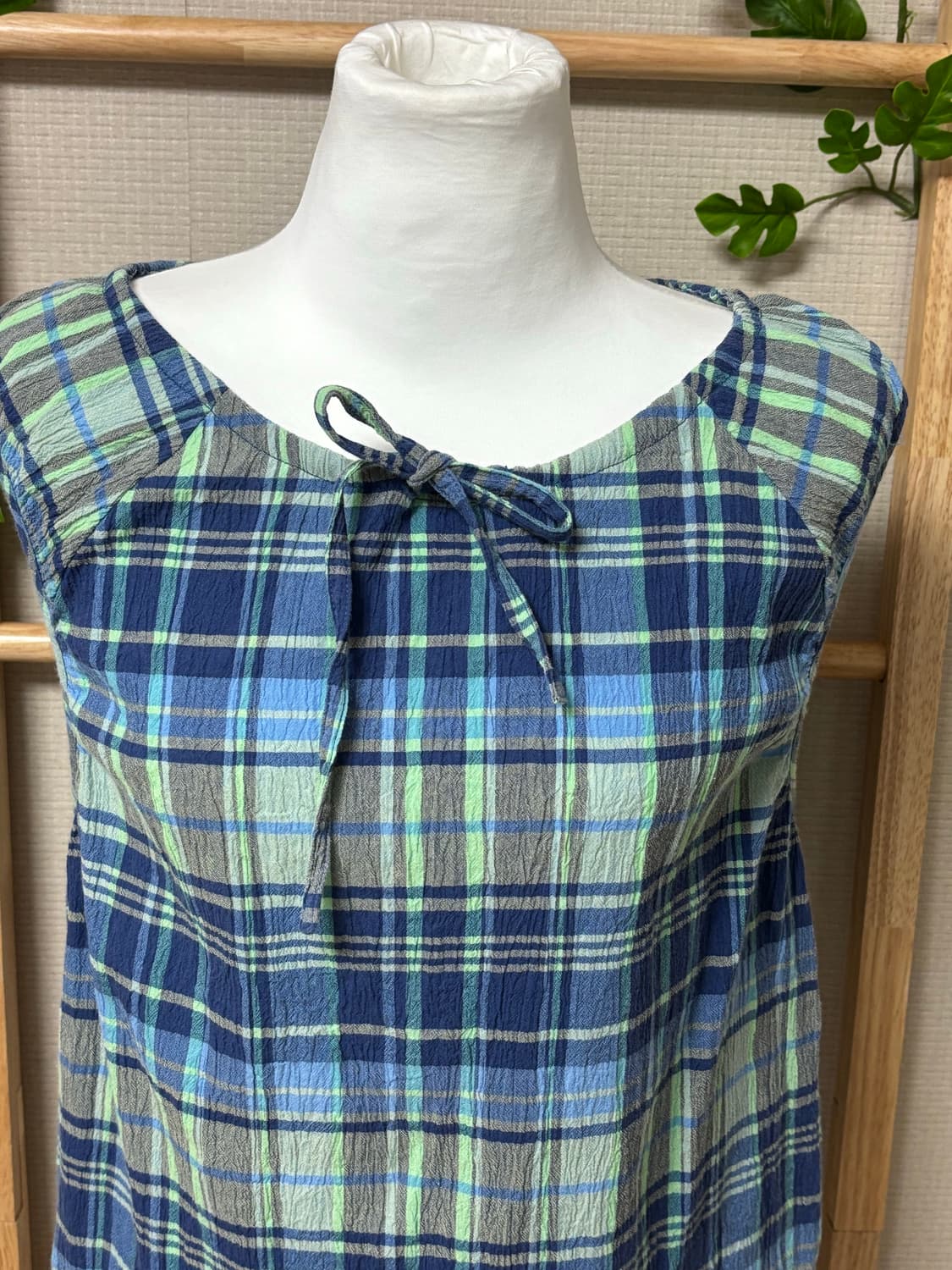 [Japan Vintage] 내추럴 체크 리본 나시🍃 상품이미지2