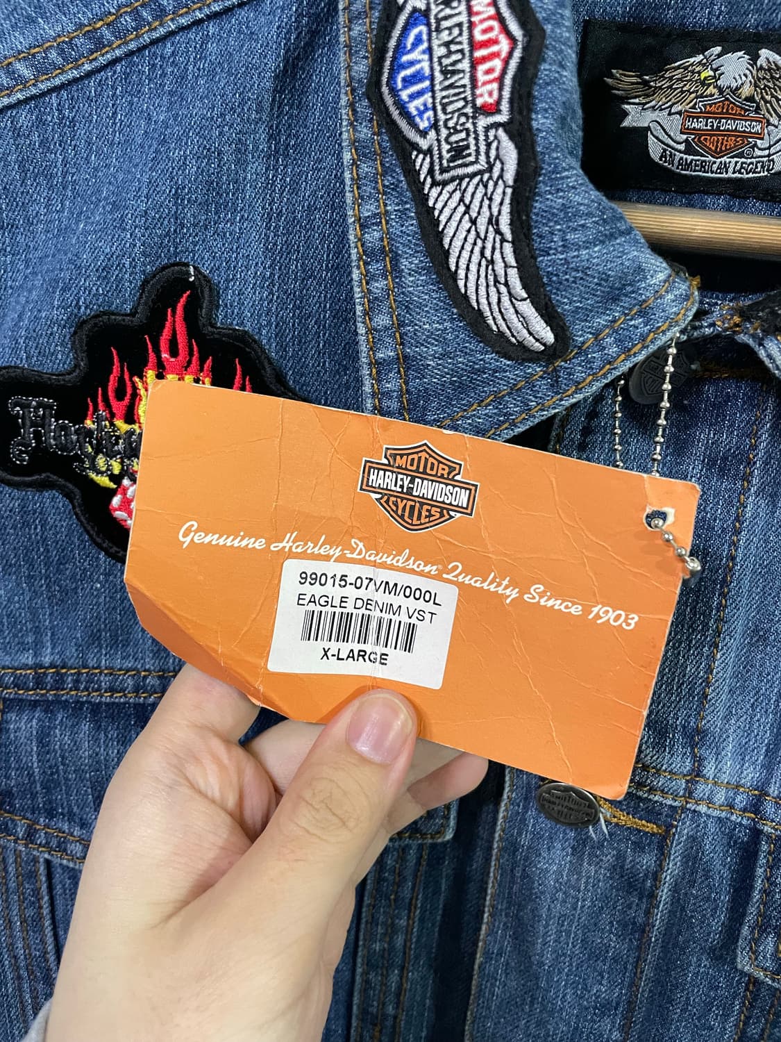 할리데이비슨 데님 베스트 자켓 라이더 조끼 새상품 XL 상품이미지5