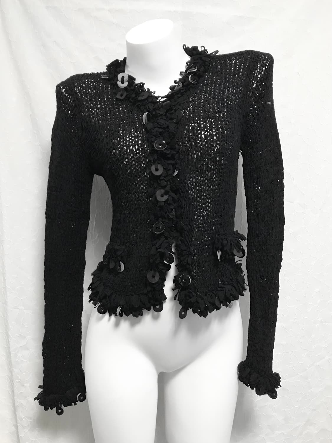 빈티지 hiroko bis 버튼 디테일 네트 가디건 상품이미지2