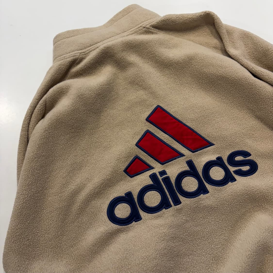 [L] 아디다스 올드 빅로고 베이지색 후리스 집업 D872 상품이미지8