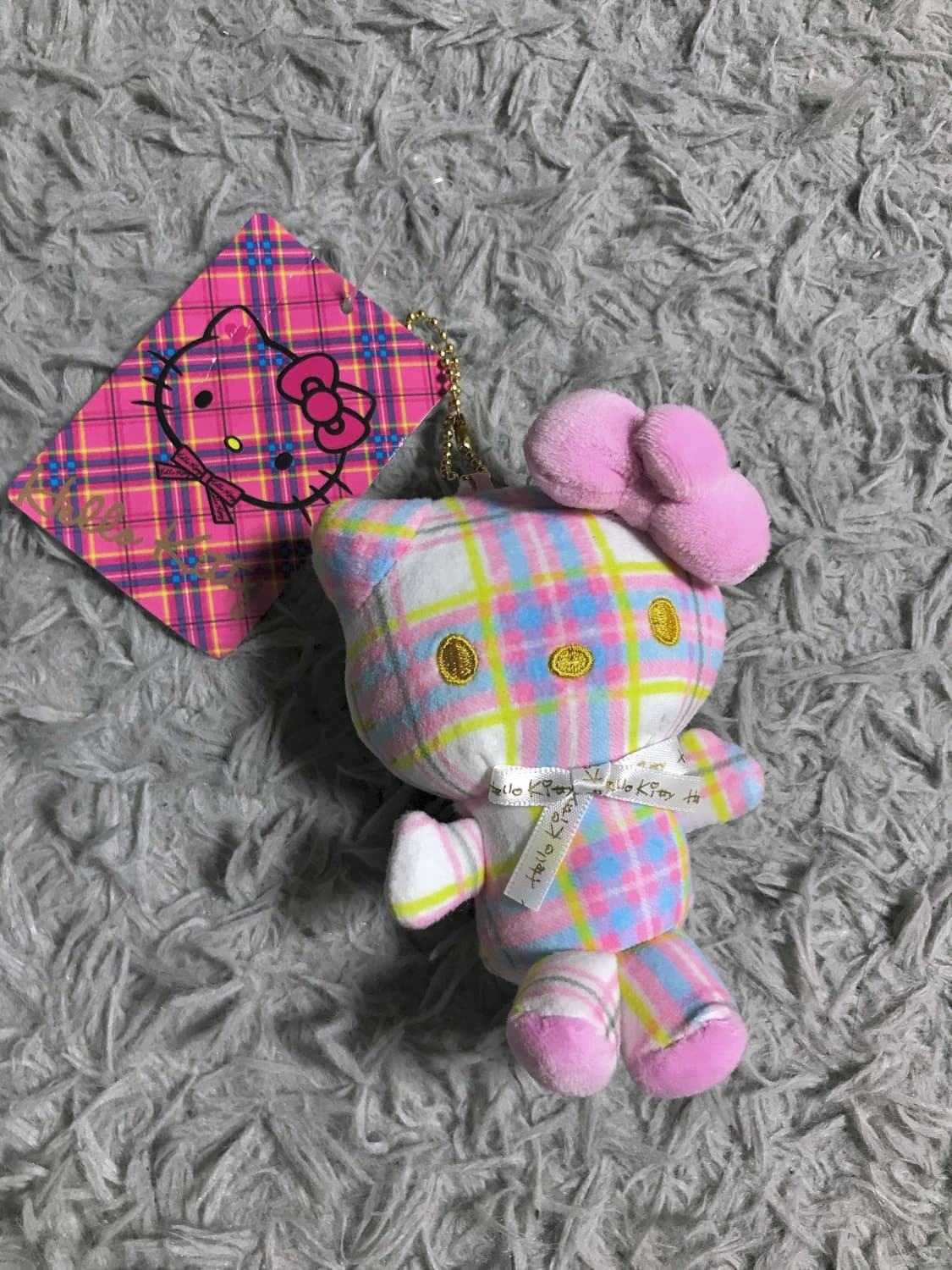 고전 희귀 레어템 정품 헬로키티 체크 키링 고전키티 양도 인형 상품이미지2