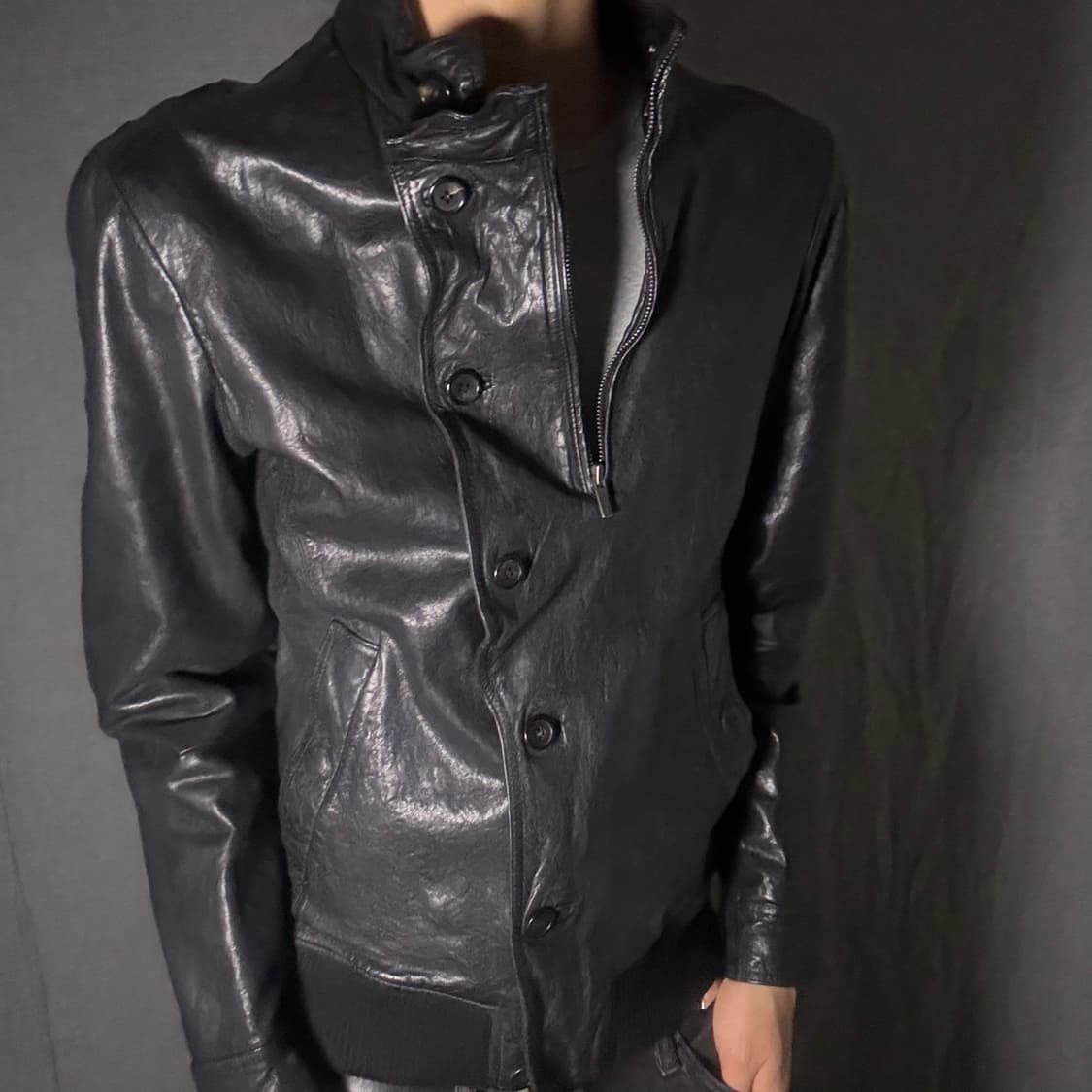 Double Neck lamb skin Leather Jacket 상품이미지9