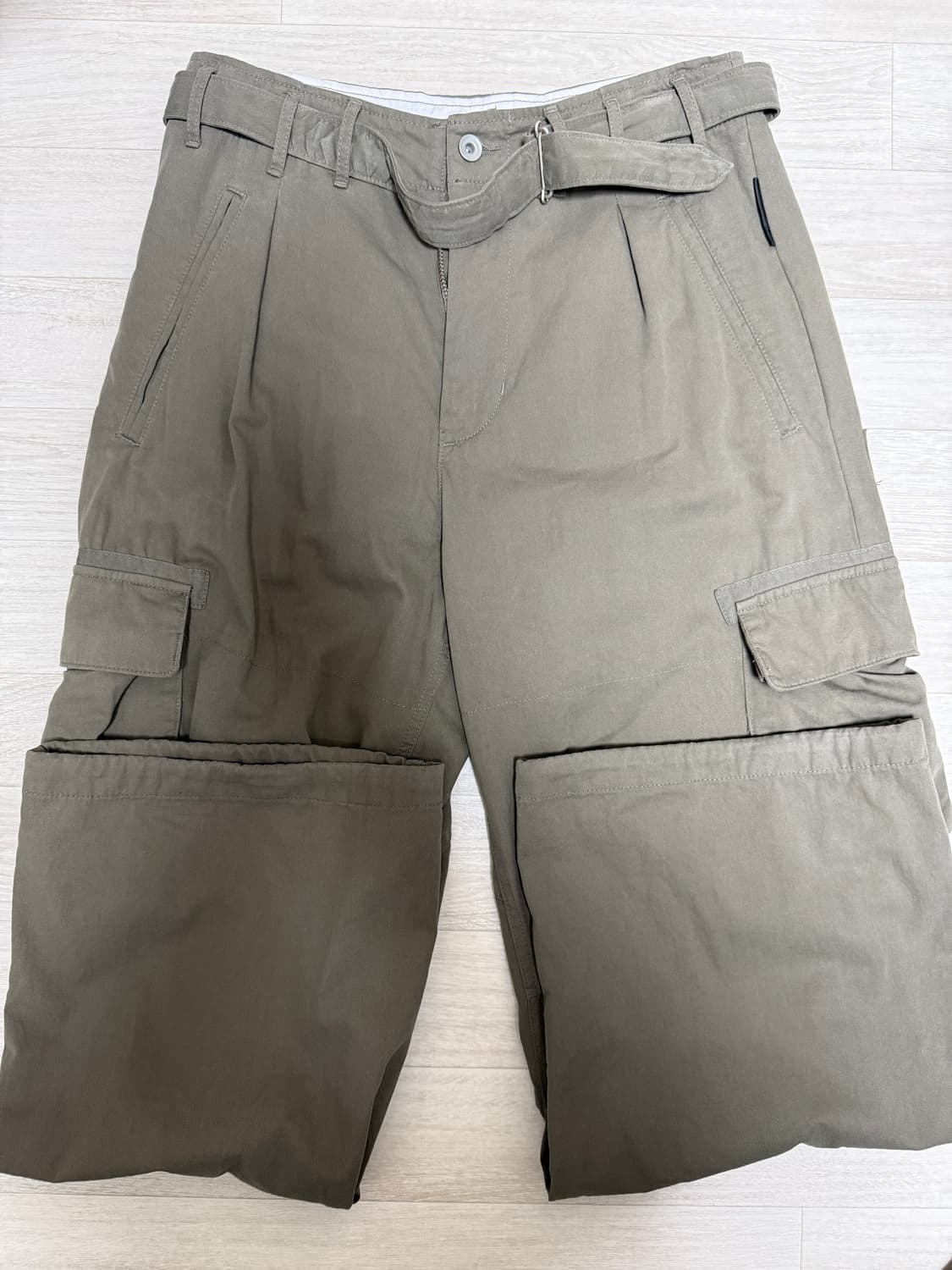 폴리테루 벨티드 카고 팬츠 1.2v 올리브 그레이 상품이미지2