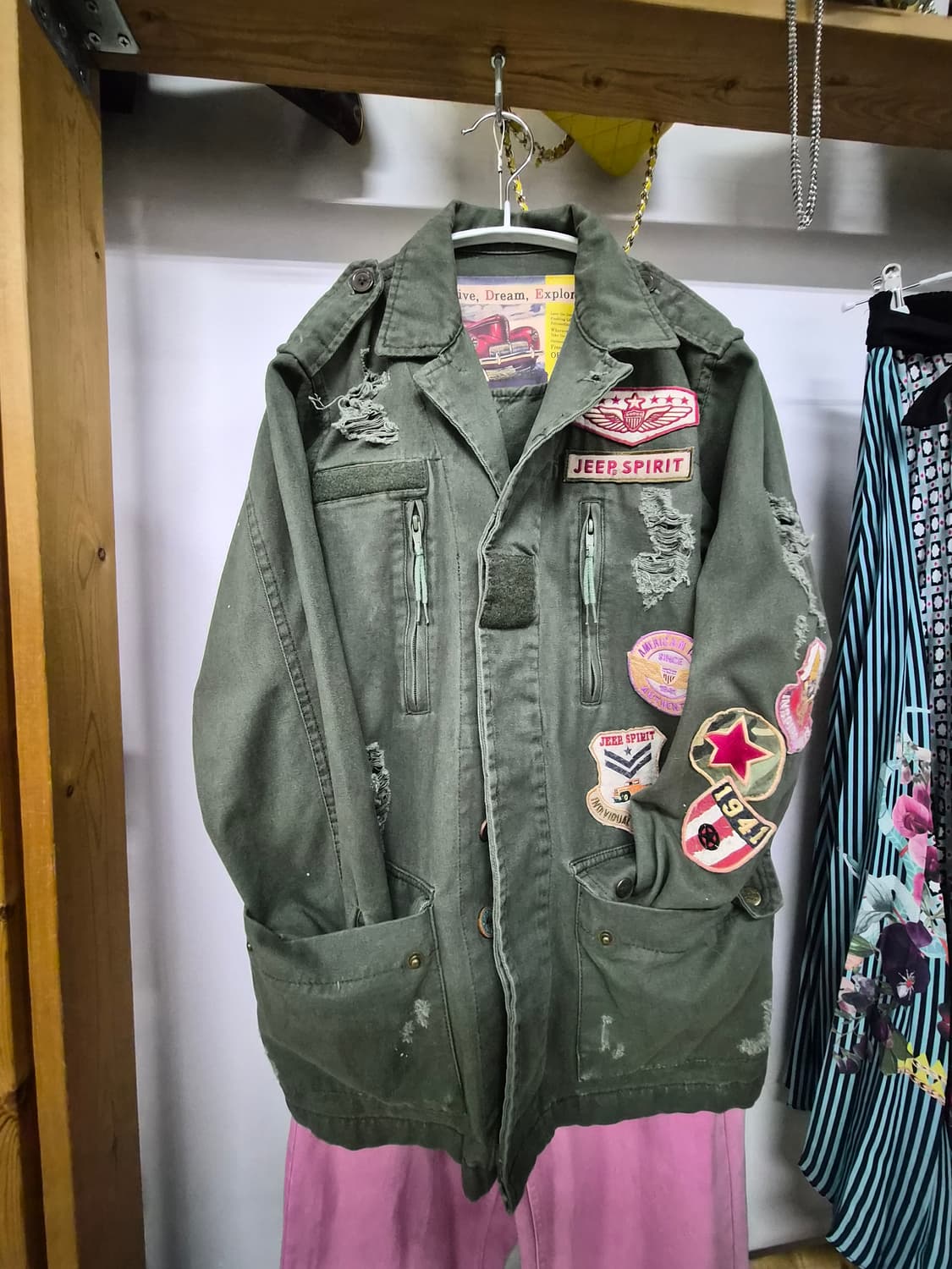 디젤 자수와팬 빈티지 워싱 야상.better 핑크데님 상품이미지2