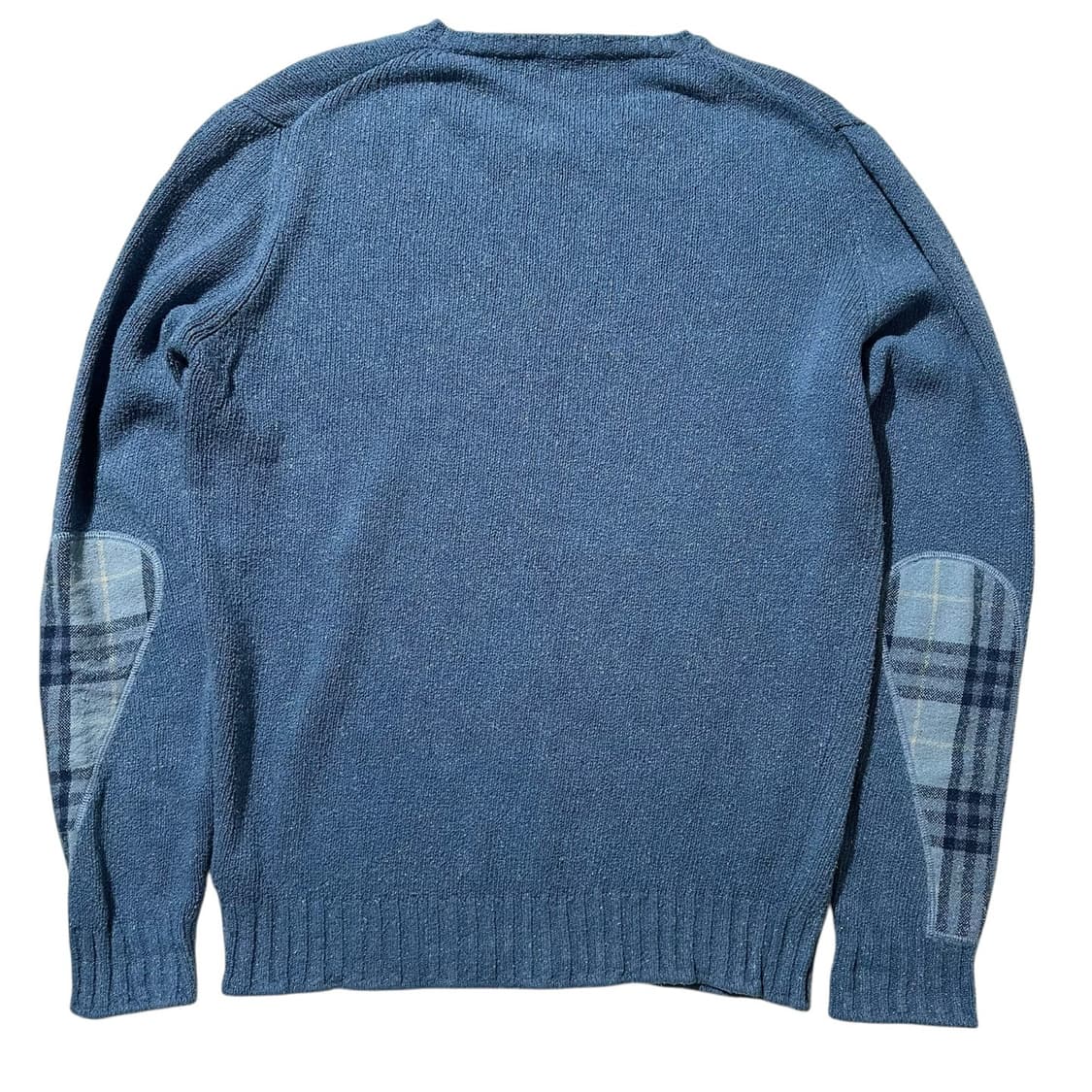 버버리 실크 린넨 체크 엘보패치 라운드 니트 상품이미지2