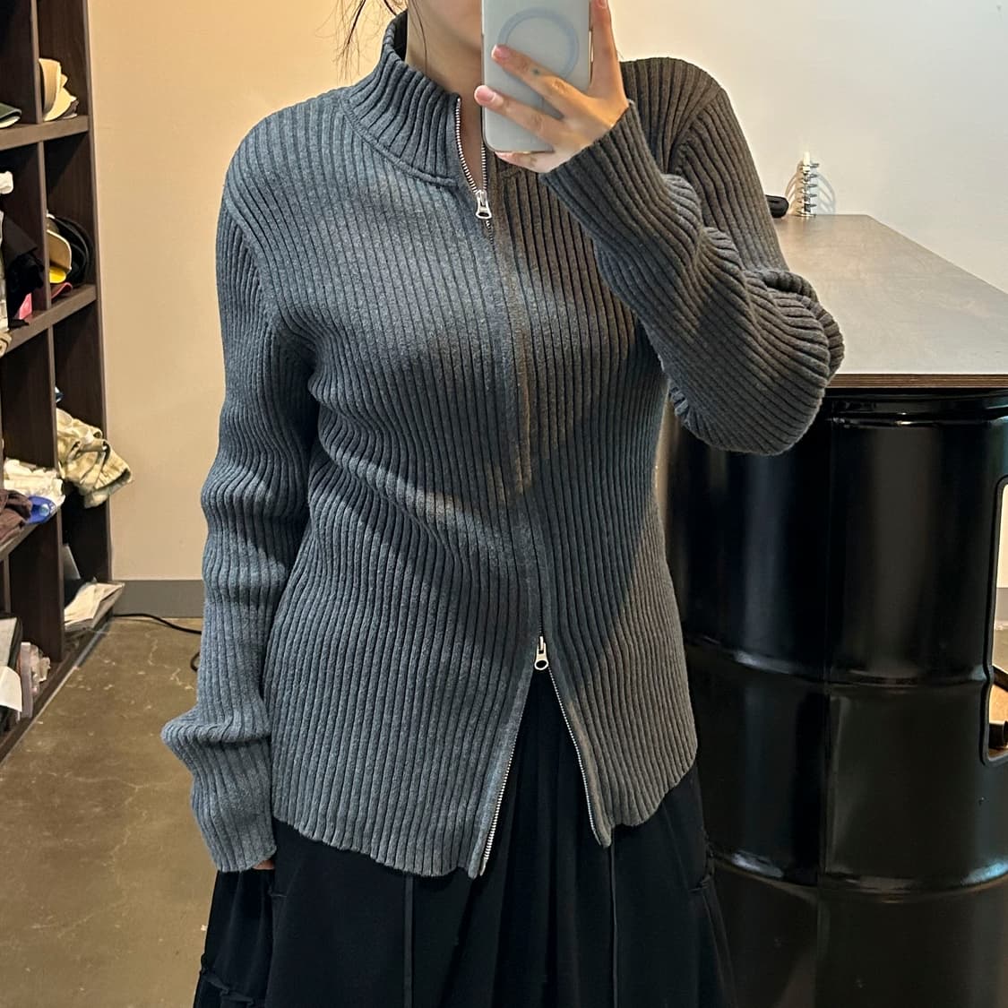 2way 하이넥 니트 집업 상품이미지2